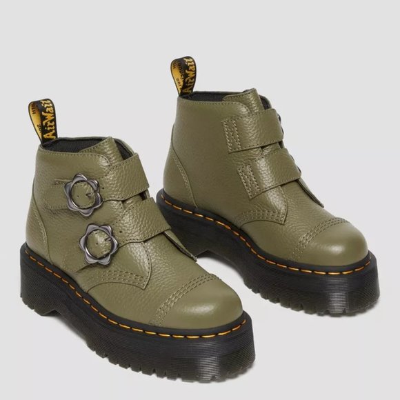 Dr. Martens Devon Flower Buckle Leather Platform Boots - Picture 8 of 16